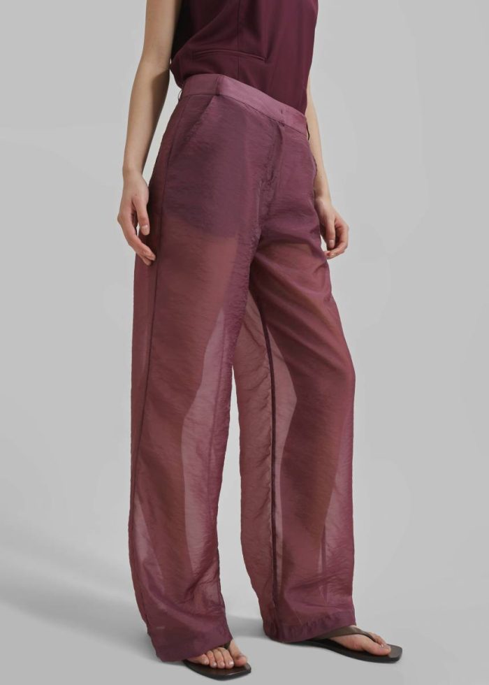 The Frankie Shop Abra Sheer Trousers - Burgundy Bottoms Women Red