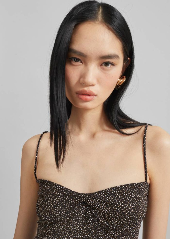 The Frankie Shop Beaufille Ariel Tank Top - Black/Gold Women Black Tops