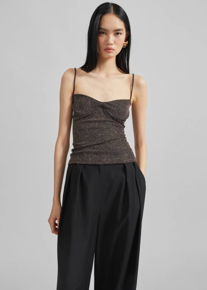 The Frankie Shop Beaufille Ariel Tank Top - Black/Gold Women Black Tops