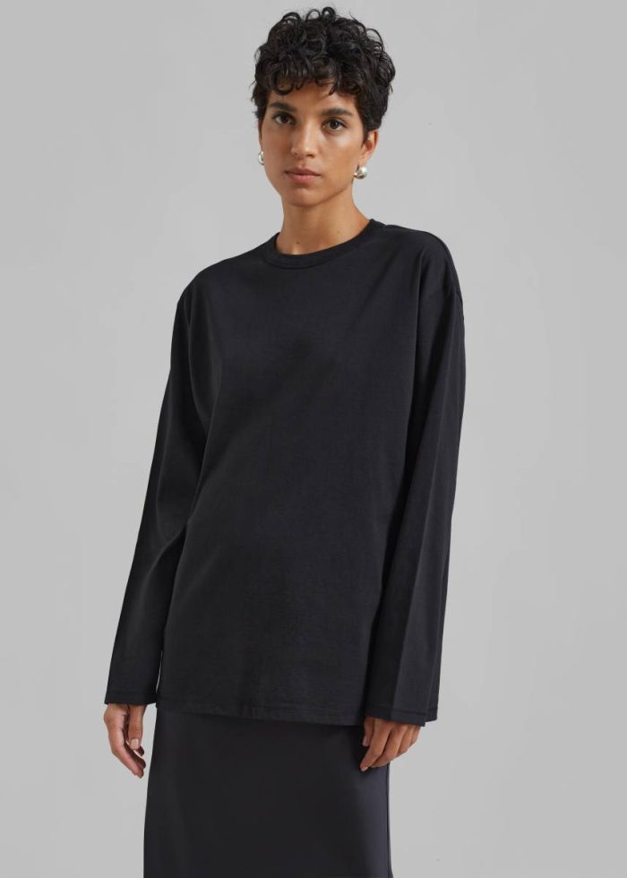 The Frankie Shop Bennett Long Sleeves Tee - Black Tops Black Women