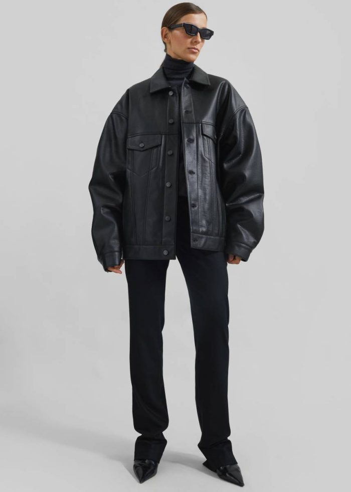 The Frankie Shop Black Men Conan Faux Leather Jacket - Black Outerwear