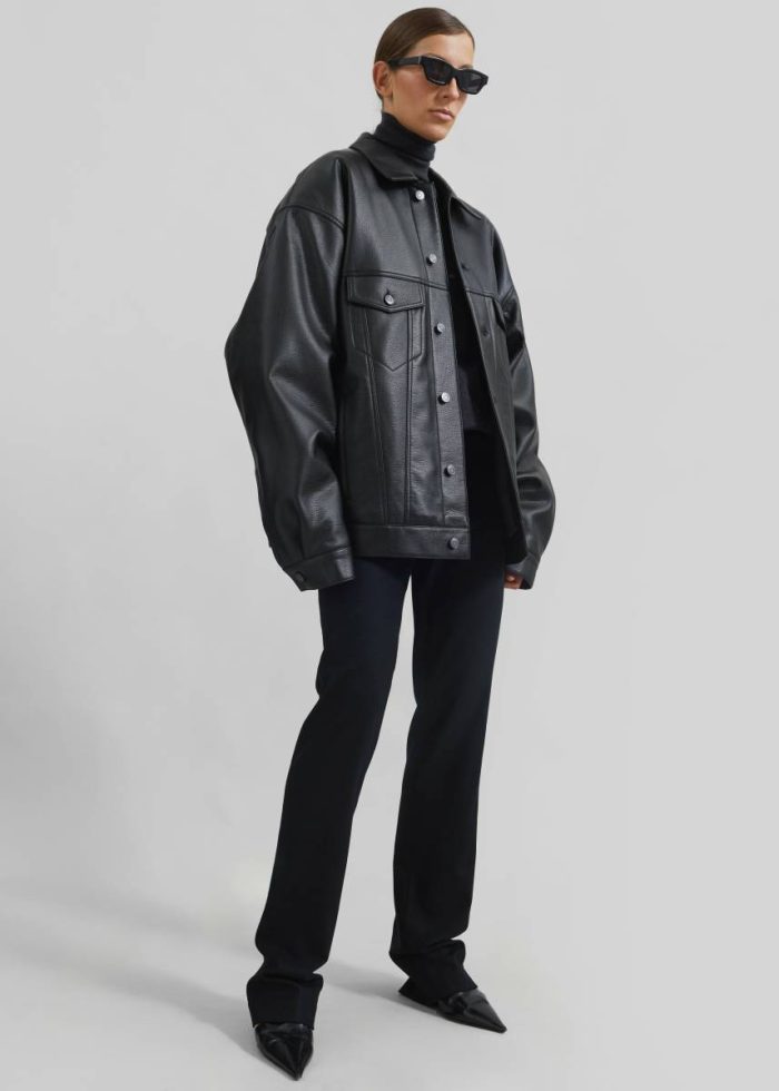 The Frankie Shop Black Men Conan Faux Leather Jacket - Black Outerwear