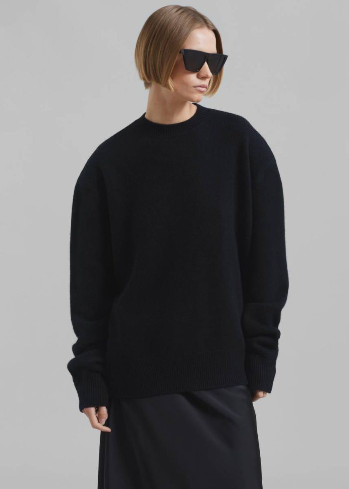 The Frankie Shop Black Rafaela Padded Knit Sweater - Black Knitwear Women