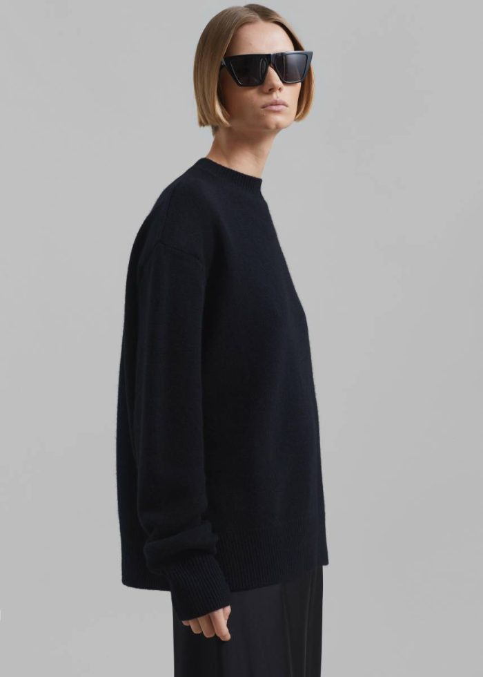 The Frankie Shop Black Rafaela Padded Knit Sweater - Black Knitwear Women