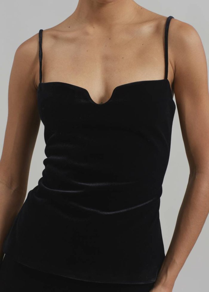 The Frankie Shop Black Tops Lucia Velvet Tank - Black Women