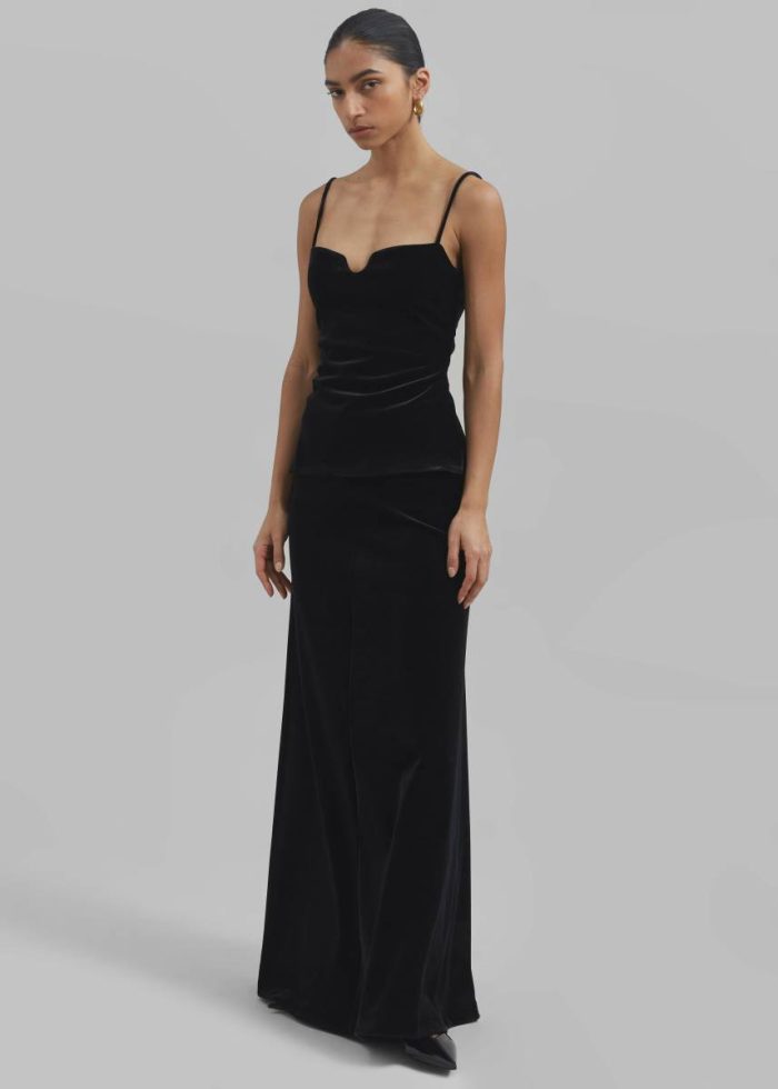 The Frankie Shop Black Tops Lucia Velvet Tank - Black Women