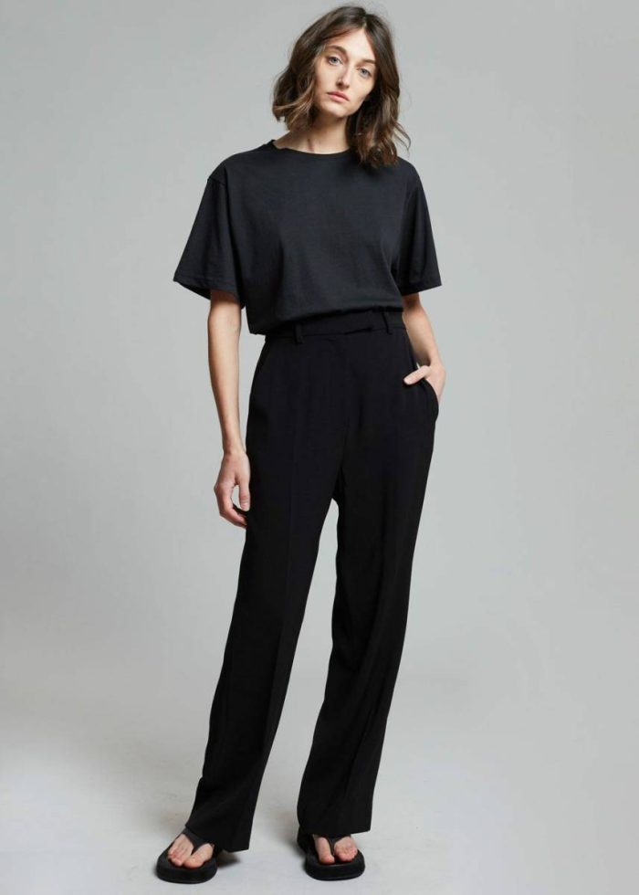 The Frankie Shop Black Women Lilou Simple Tee - Black Tops
