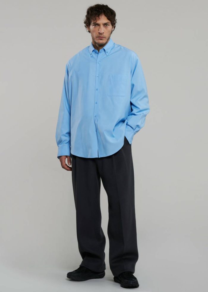 The Frankie Shop Blue Mason Button Up Shirt - Blue Men Tops
