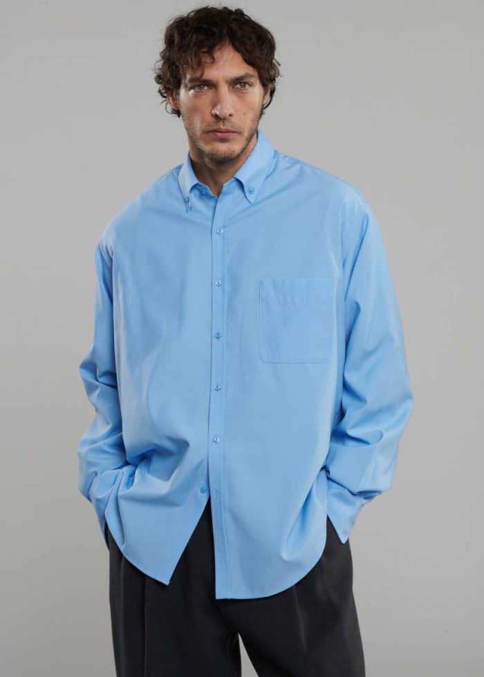 The Frankie Shop Blue Mason Button Up Shirt - Blue Men Tops