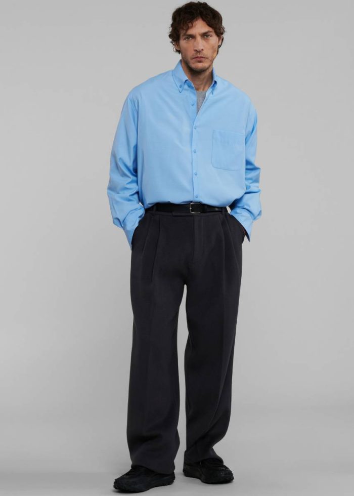 The Frankie Shop Blue Mason Button Up Shirt - Blue Men Tops