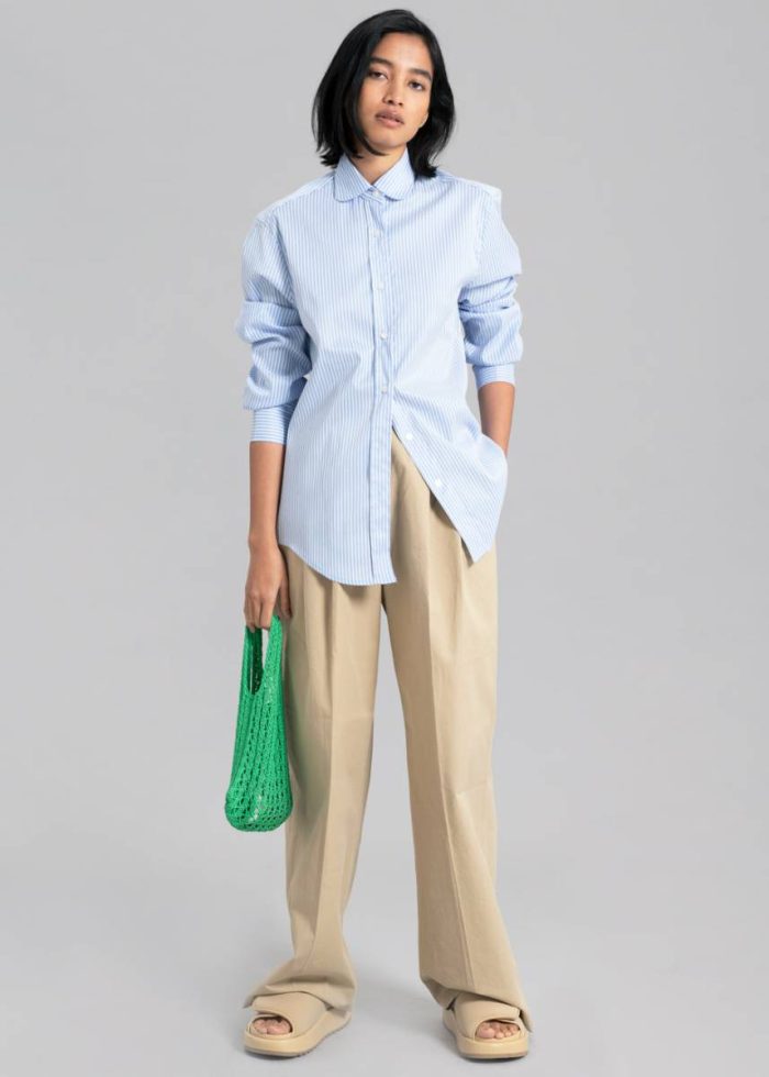 The Frankie Shop Blue Mina Shirt - Blue Stripe Women Tops