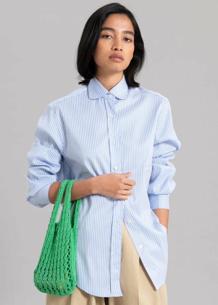 The Frankie Shop Blue Mina Shirt - Blue Stripe Women Tops