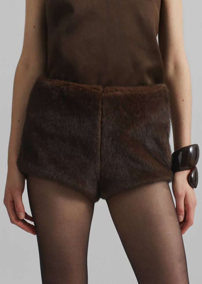 The Frankie Shop Bottoms Banff Faux-Fur Hot Pants - Brown Women Brown