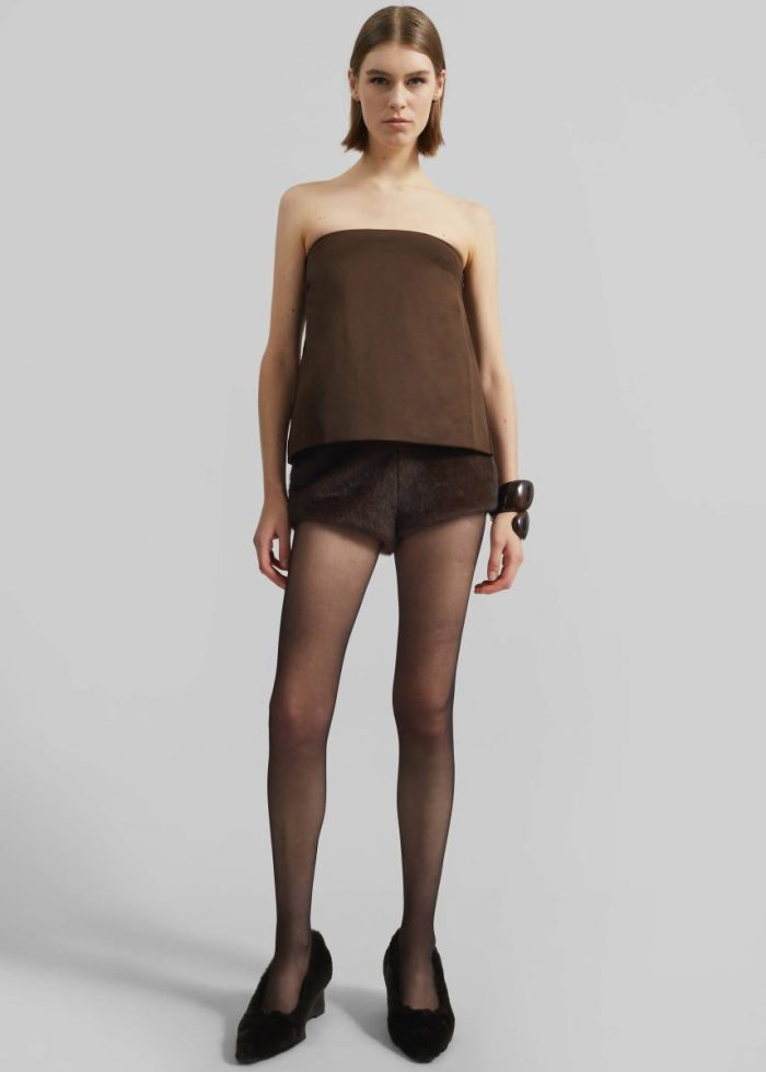 The Frankie Shop Bottoms Banff Faux-Fur Hot Pants - Brown Women Brown