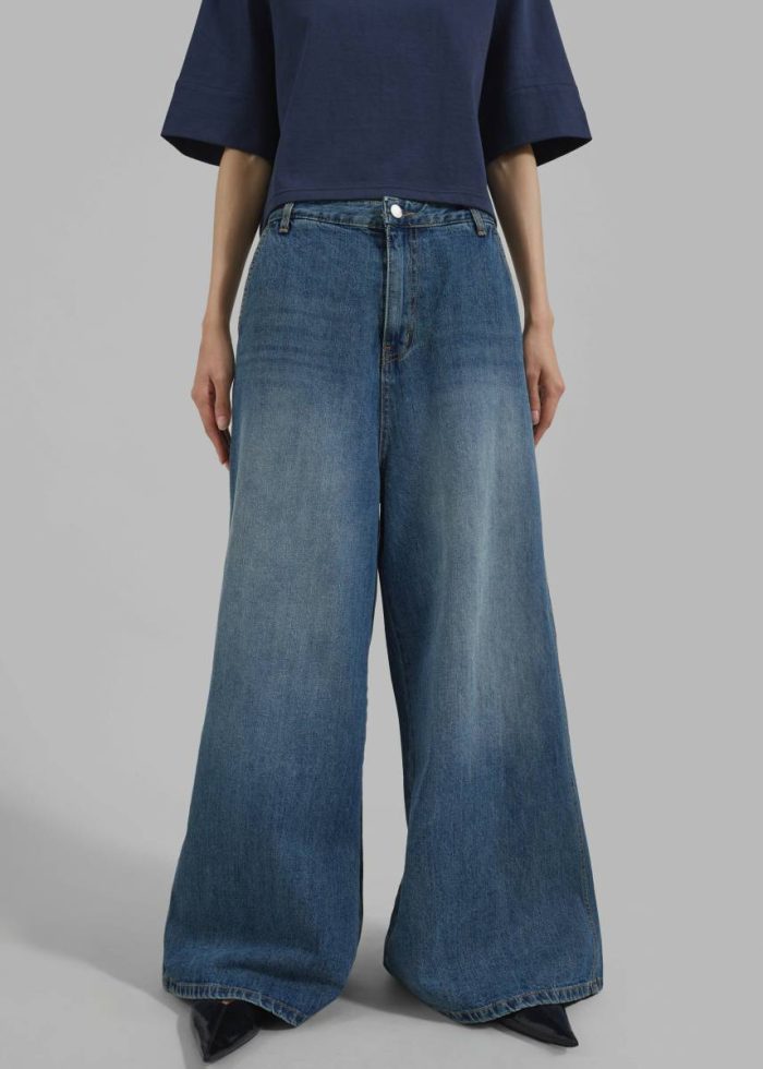 The Frankie Shop Bottoms Eve Wide Leg Jeans - Medium Wash Women Blue