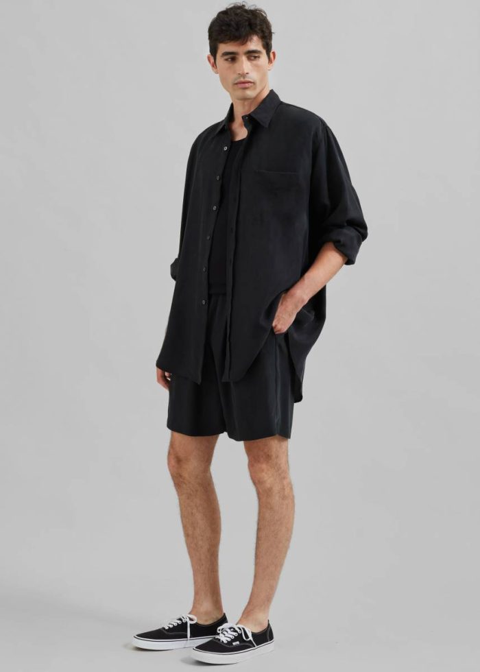 The Frankie Shop Bottoms Leland Silky Boxer Shorts - Black Black Men