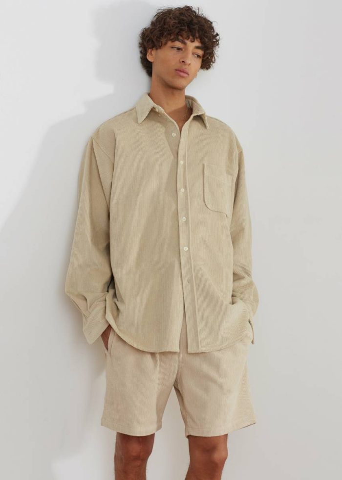 The Frankie Shop Bottoms Men Camden Corduroy Shorts - Cream Beige