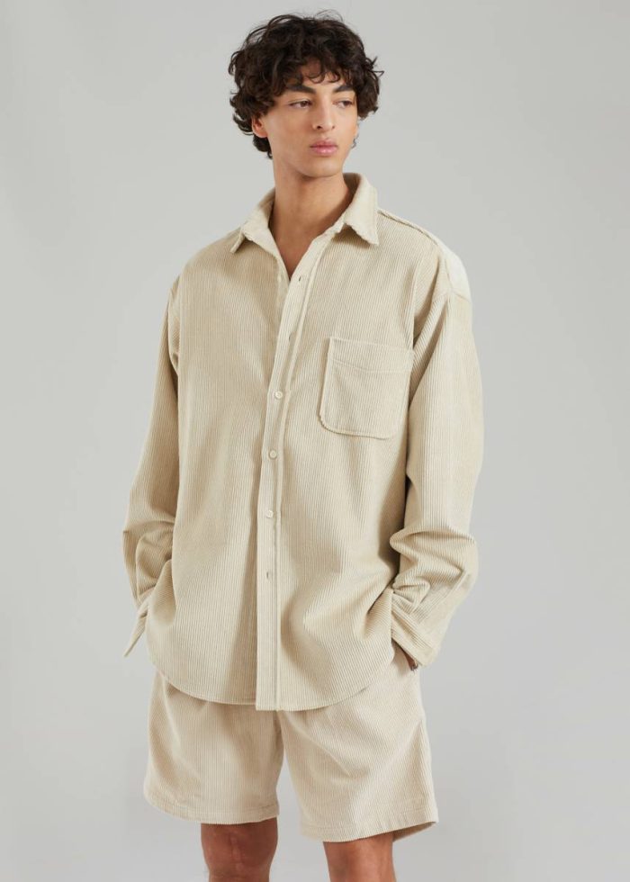 The Frankie Shop Bottoms Men Camden Corduroy Shorts - Cream Beige
