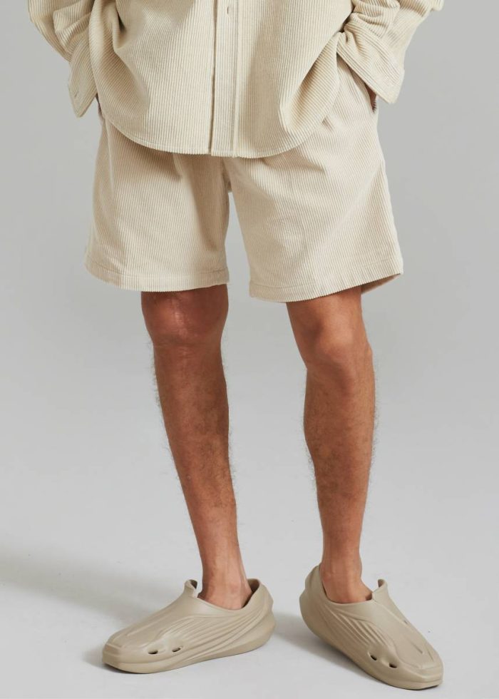 The Frankie Shop Bottoms Men Camden Corduroy Shorts - Cream Beige