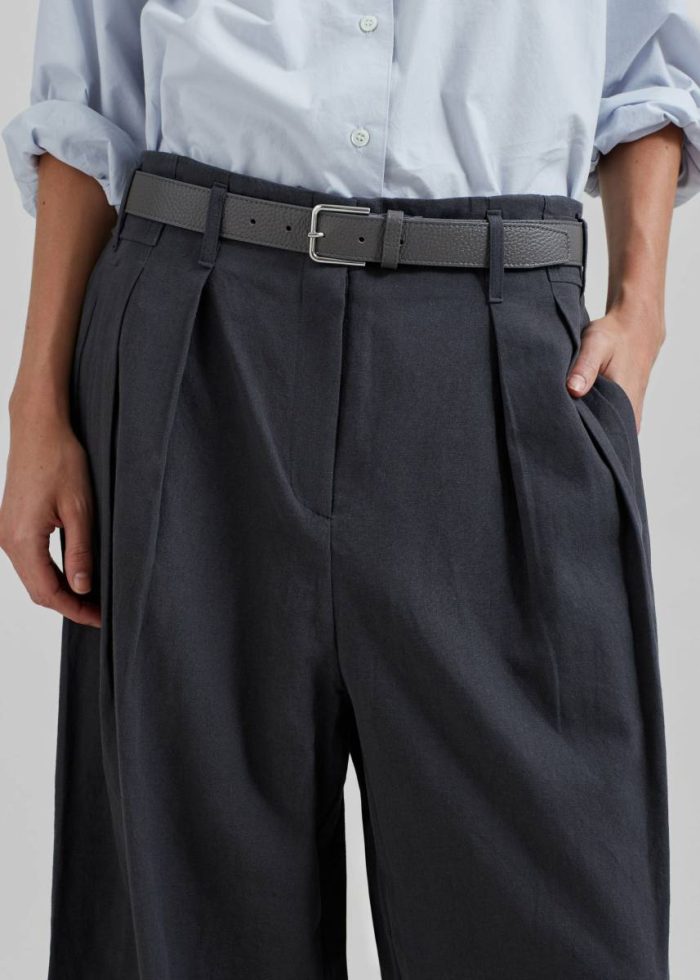 The Frankie Shop Bottoms Women Branson Cotton Wide Pants - Charcoal Grey