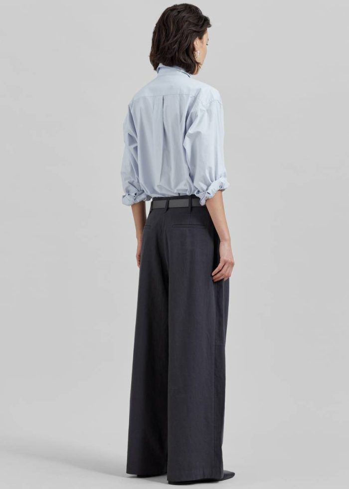 The Frankie Shop Bottoms Women Branson Cotton Wide Pants - Charcoal Grey