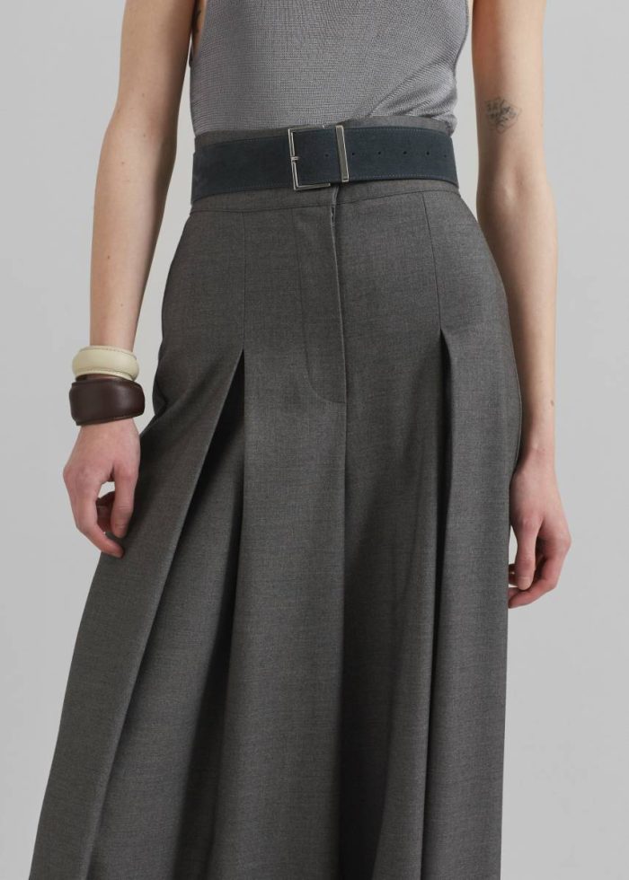 The Frankie Shop Bottoms Women Hemer Pleated Wide Leg Trousers - Grey Grey