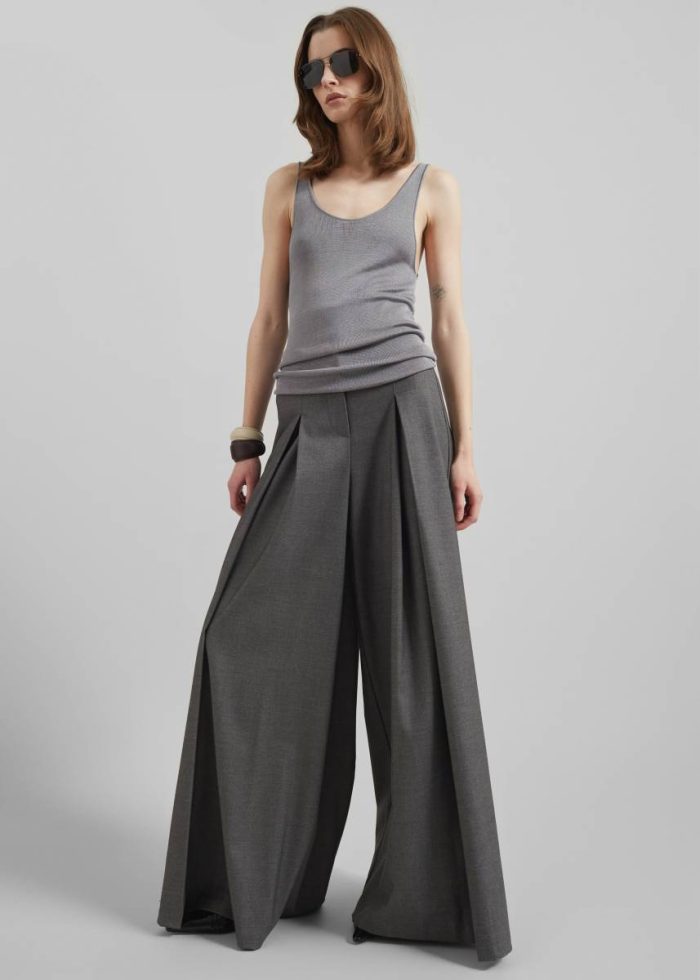 The Frankie Shop Bottoms Women Hemer Pleated Wide Leg Trousers - Grey Grey
