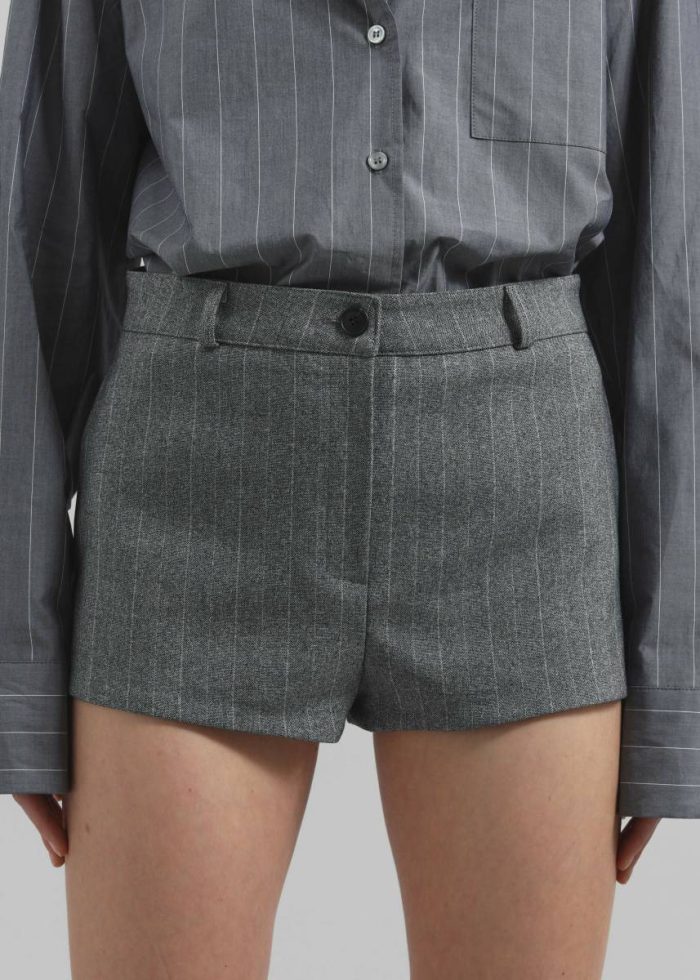 The Frankie Shop Bottoms Women Tenby Striped Hot Pants - Grey Melange Grey