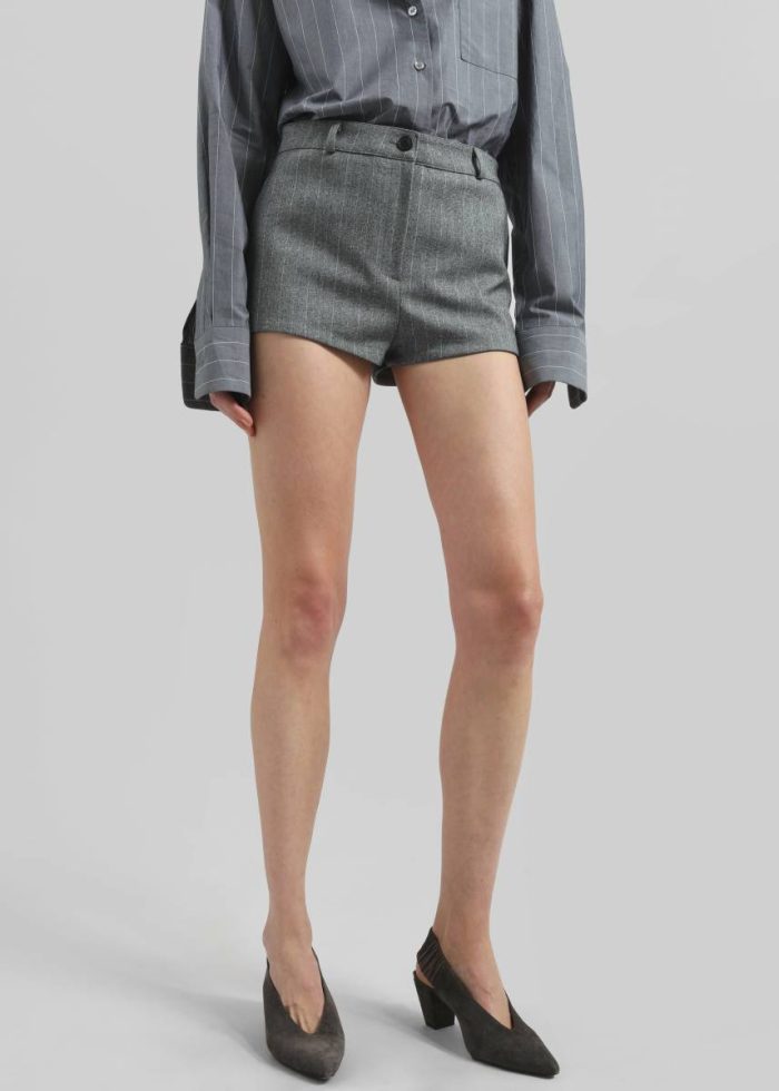 The Frankie Shop Bottoms Women Tenby Striped Hot Pants - Grey Melange Grey