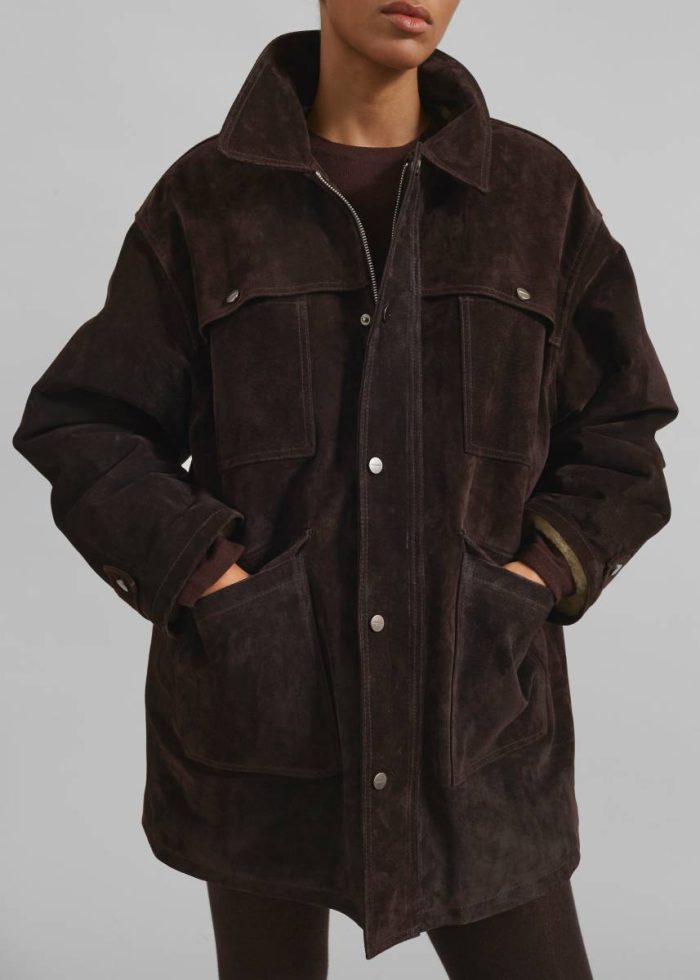 The Frankie Shop Brown Dulnain Suede Field Jacket - Dark Brown Outerwear Women