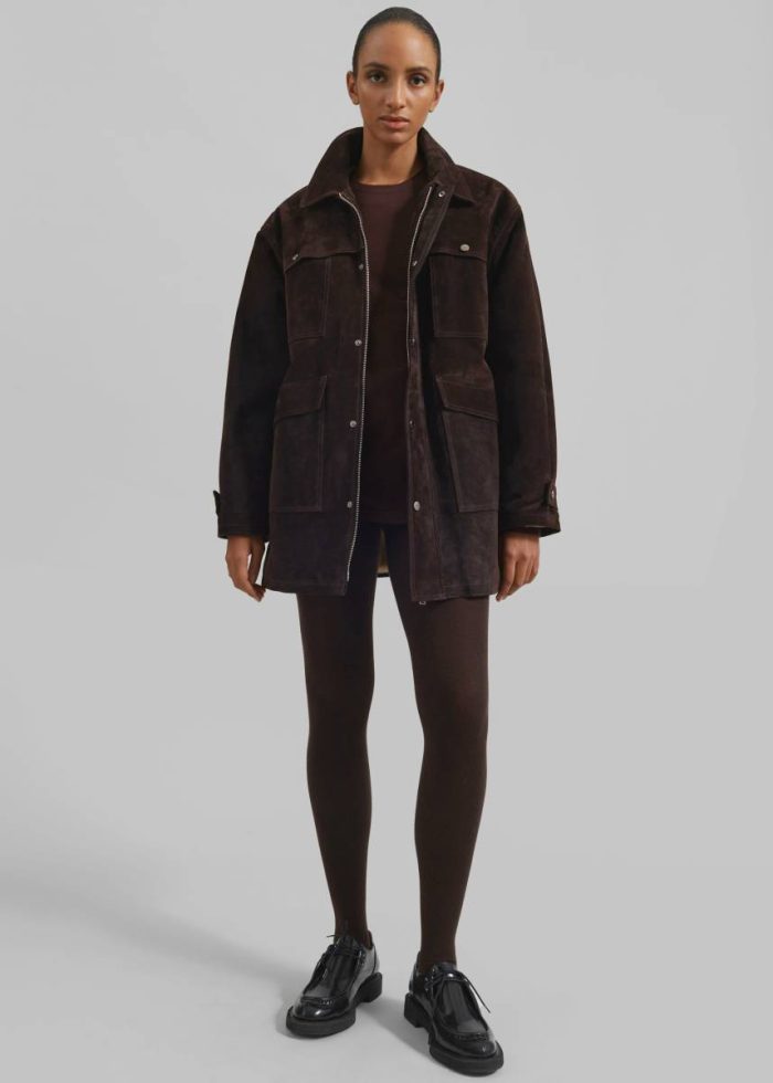 The Frankie Shop Brown Dulnain Suede Field Jacket - Dark Brown Outerwear Women
