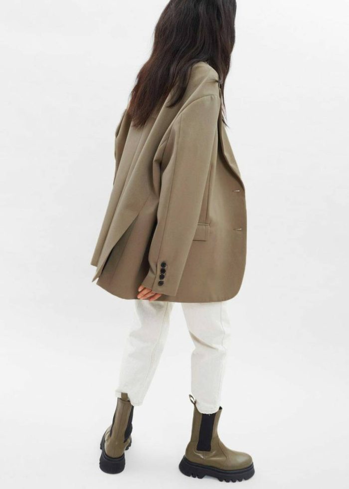 The Frankie Shop Brown Frankie Oversized Boyfriend Blazer - Desert Taupe Outerwear Women