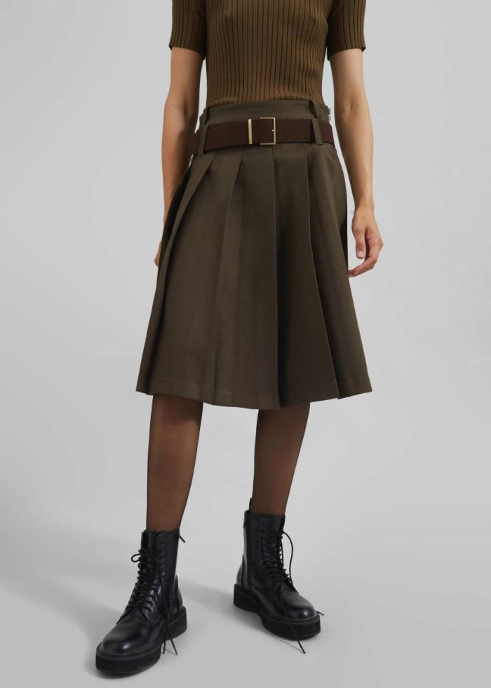 The Frankie Shop Brown Women Sarina Pleated Skirt - Brown Bottoms