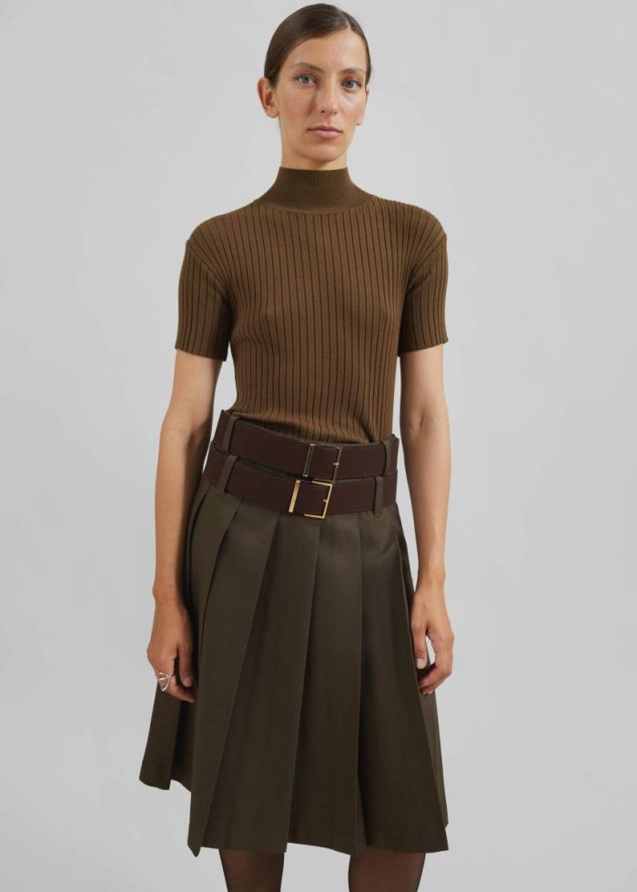 The Frankie Shop Brown Women Sarina Pleated Skirt - Brown Bottoms