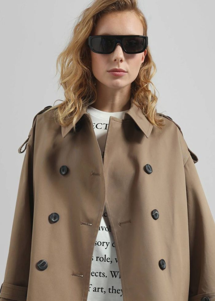 The Frankie Shop By Malene Birger Alisandra Trench Jacket - Fosil Women Beige Outerwear