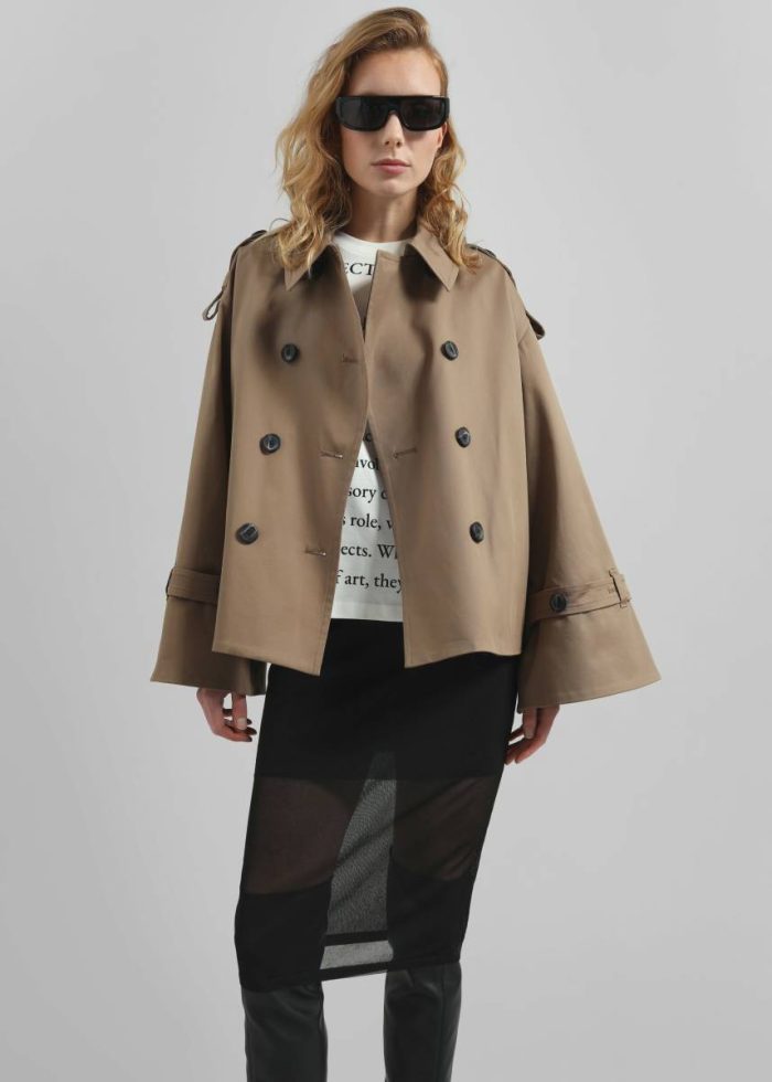 The Frankie Shop By Malene Birger Alisandra Trench Jacket - Fosil Women Beige Outerwear