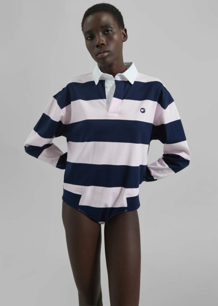 The Frankie Shop Coperni Striped Long Sleeve Polo Body - Pink/Blue Tops Women Multi