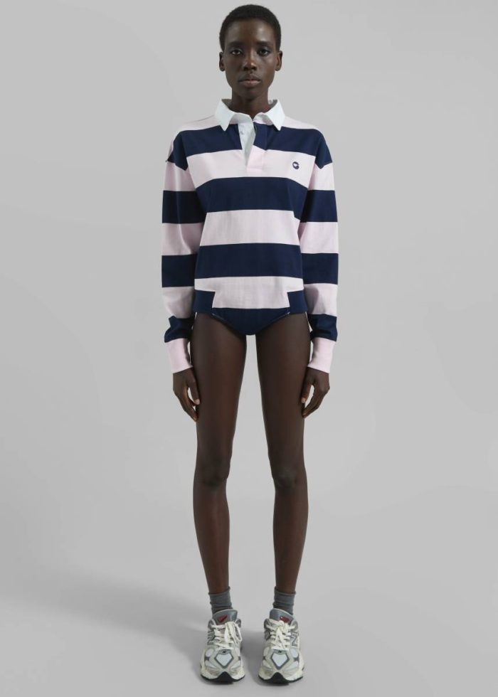 The Frankie Shop Coperni Striped Long Sleeve Polo Body - Pink/Blue Tops Women Multi