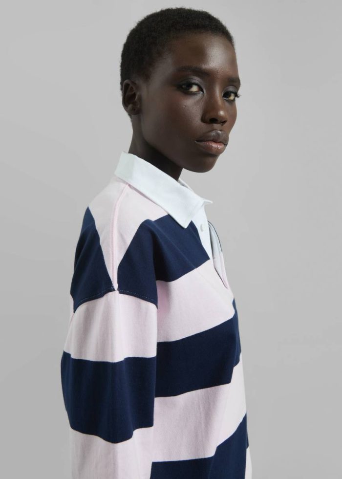 The Frankie Shop Coperni Striped Long Sleeve Polo Body - Pink/Blue Tops Women Multi