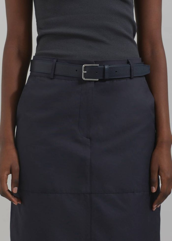 The Frankie Shop Dara Midi Skirt - Navy Bottoms Women Blue