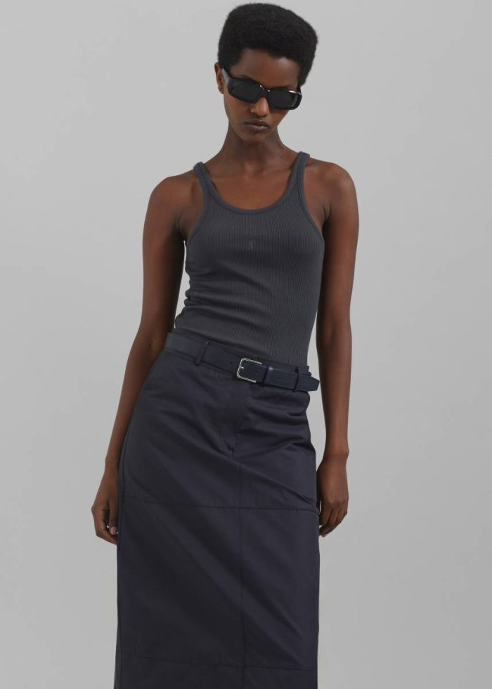 The Frankie Shop Dara Midi Skirt - Navy Bottoms Women Blue
