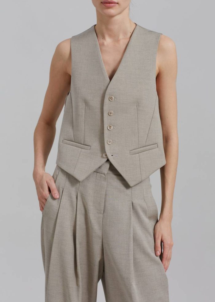 The Frankie Shop Gelso Waistcoat - Light Taupe Melange Outerwear Beige Women