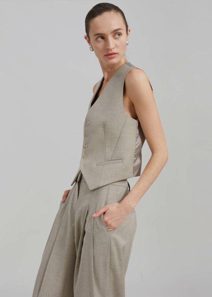 The Frankie Shop Gelso Waistcoat - Light Taupe Melange Outerwear Beige Women