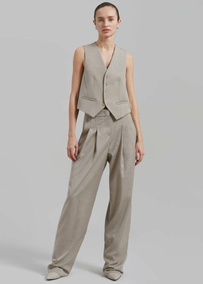 The Frankie Shop Gelso Waistcoat - Light Taupe Melange Outerwear Beige Women