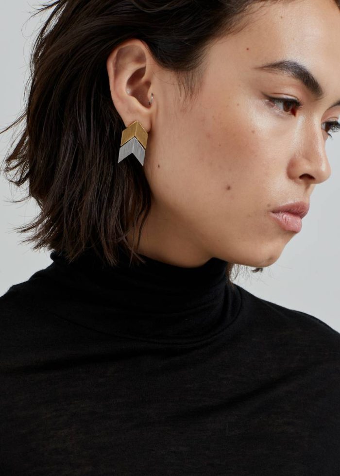 The Frankie Shop Gold Women Jewelry Bevza Two-Color Grains Earrings - Gold/Silver
