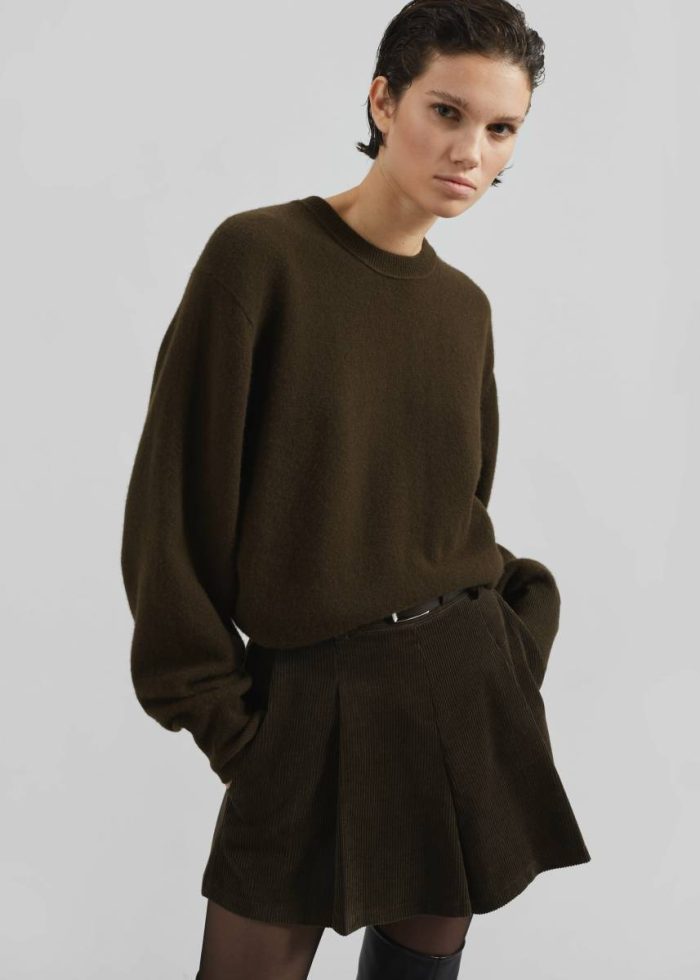 The Frankie Shop Green Oreni Corduroy Skort - Khaki Bottoms Women