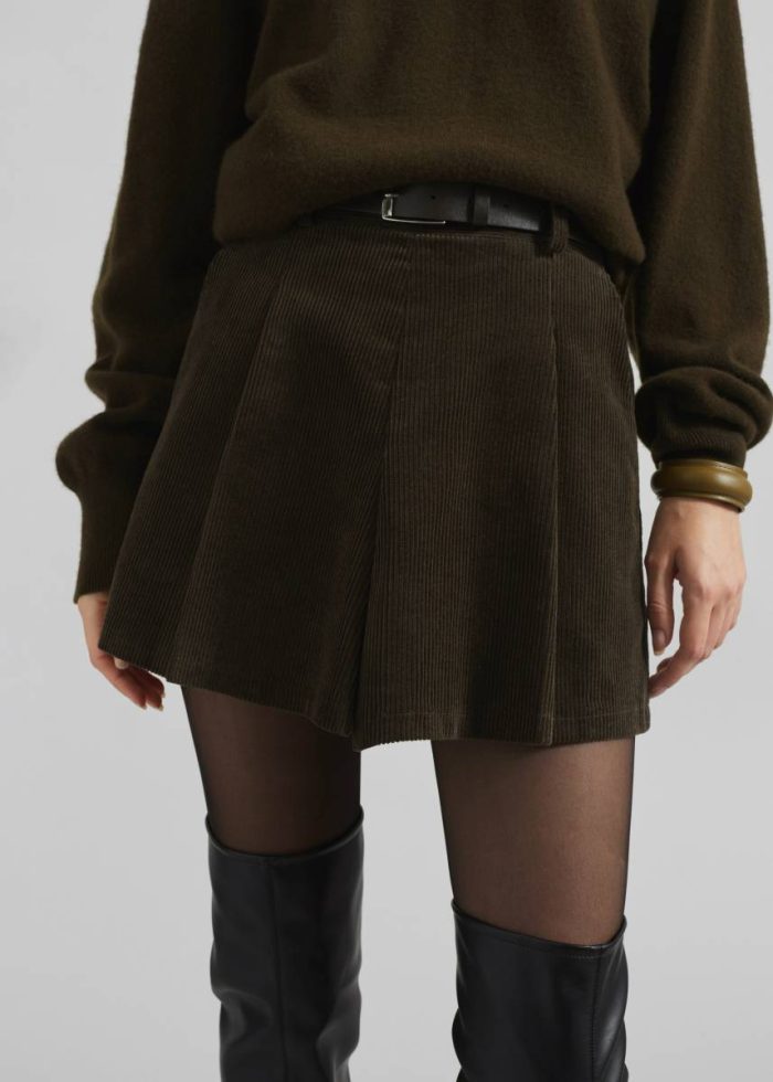 The Frankie Shop Green Oreni Corduroy Skort - Khaki Bottoms Women