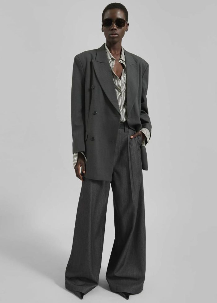 The Frankie Shop Grey Outerwear Gavle Double-Breasted Blazer - Dark Grey Women