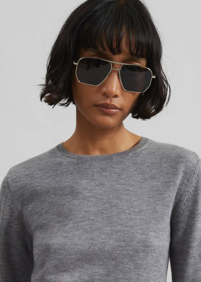 The Frankie Shop Grey Women Veer Zip Cropped Sweater - Grey Knitwear