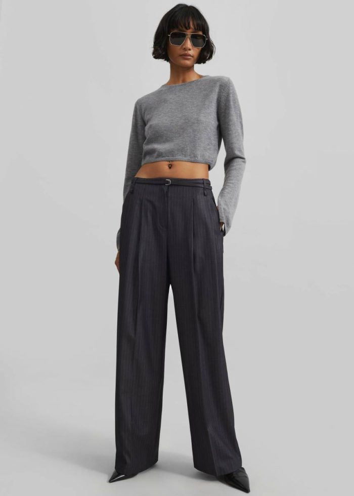 The Frankie Shop Grey Women Veer Zip Cropped Sweater - Grey Knitwear
